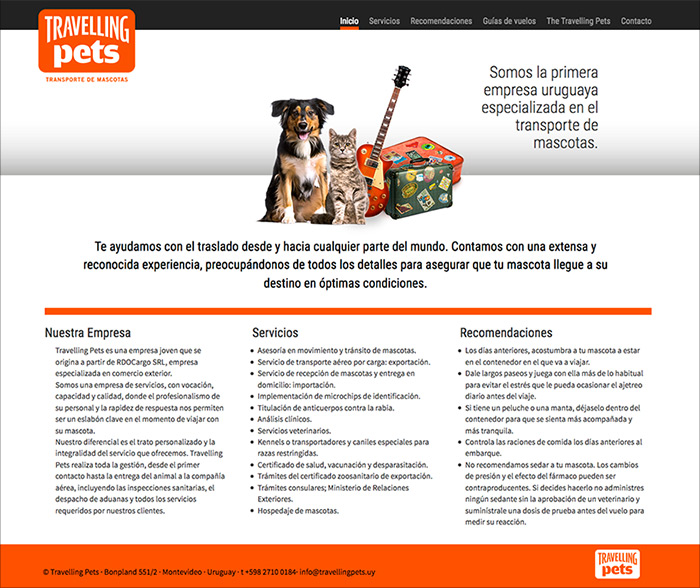 Sitio web Travelling Pets